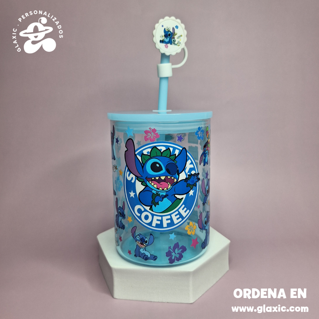 Stitch Glass Mug & Straw Cover