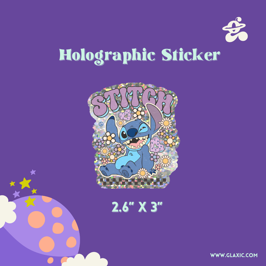 Floral Stitch Holo Sticker