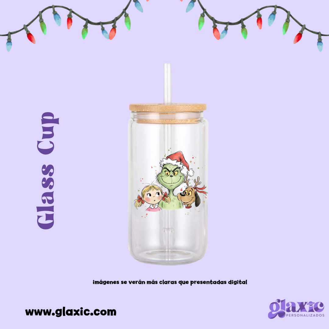 Grinch Glass Cup- Clear